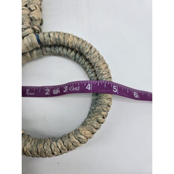 Coastal Cottage Woven Straw Flower Embellished Handbag Purse Ann Taylor - Picture 9 of 11